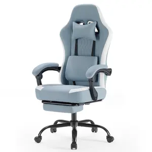 Sleek Black-White Gaming Chair – Lumbar Support, Adjustable Height with Armrests & Headrest, 360° Rotating Wheels for Pro Gaming Comfort,3-stage gas lift,adjusted from 90° in a focused position to 135° in a relaxed position