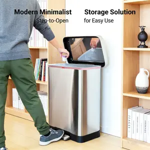 QUALIAZERO Commercial Stainless Steel Step Trash Can, 75L / 19.8 Gal Heavy Duty Touch-Free Kitchen & Office Bin