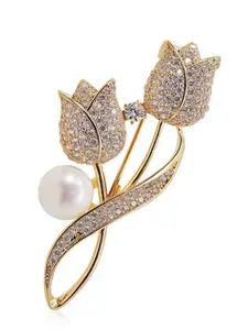 Tulip Shaped Brooch, High-End Luxury Fashion Jewelry for Women, Elegant Floral Design Pin for Special Occasions & Daily Wear, Fashion Accessory