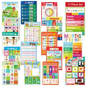 2026 New Model - DeerSen - Educational Posters for Children Ages 1-3 and 4-7: Numbers, Animals, Shapes, Body Parts, Days of the Week, Months, Family and School Items, Classroom Decorations, Early Learning, and Home Bedroom Decor