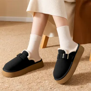 Women's Platform Mini Boots Slippers for Women Indoor Slippers Slip on Fleece Lined Suede Short Ankle Boots BD