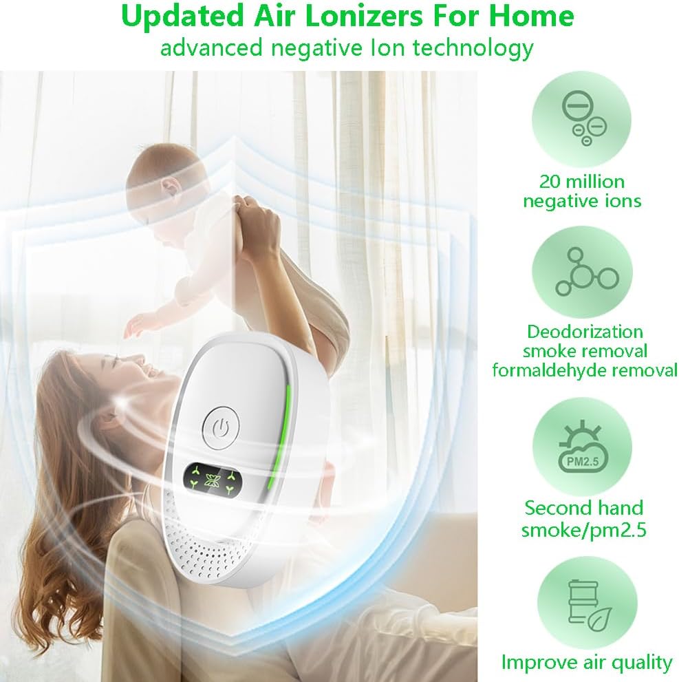 2PCS Plug-in Home Air Purifier — Portable Negative Ion Air Purifier with Silent Operation, Suitable for Bedrooms, Offices, Kitchens, and Bathrooms.