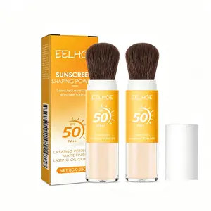 【Buy 1 Get 1 Free】 EELHOE Lightweight Peach Cosmetic Packaged  with Portable Brush, Titanium Concealer, Brush-On SPF50 PA++ Sun Protection, Oil Control, Waterproof, Sweatproof for Daily Diamond Makeup Organic Loose Powder