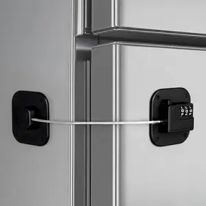 1PCS Combination Fridge Refrigerator Lock for Freezer Cabinets Drawers Doors Air Fryer - Heavy Duty Adhesive Backing Easy Install No Keys Needed Black