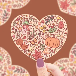 Turtle's Soup Autumn Fall Heart Love Laptop Decal Vinyl Sticker Waterproof Dishwasher Safe Decor Decorative