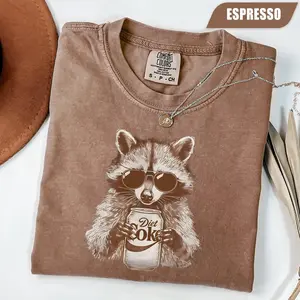 Comfort Colors Vintage Raccoons Diet Coke Shirt, Diet Coke Lover Gift, Funny Raccoon Tee, Raccoon Drinking Shirt, Funny Meme Unisex T-Shirt