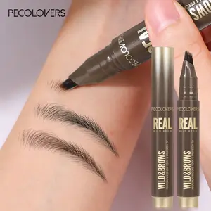 Waterproof Quick-Dry Eyebrow Pen in 6 Colors with Natural Fluffy Brow Strokes, Volumizing Eyebrow Enhancer, Long-Lasting Shape-Fixing Liquid Brow Marker, Sweat-Proof & Fade-Resistant