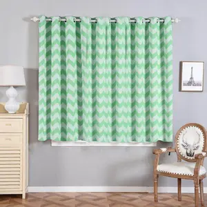 2 Pack White Mint Chevron Design Thermal Blackout Soundproof Curtains With Chrome Grommet Window Treatment Panels - 52"x64"