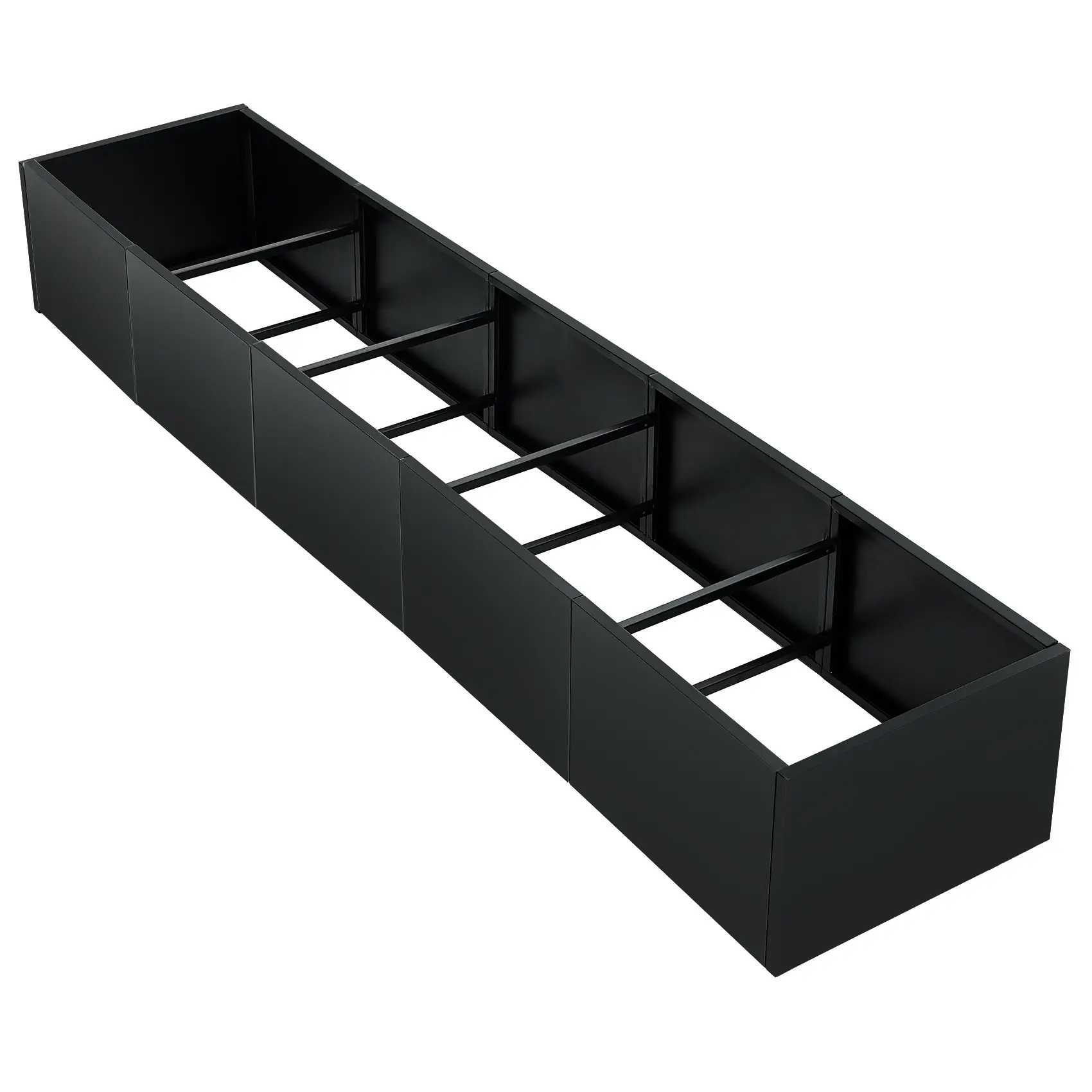 Heavy Duty Black Metal Square Planter Box  - Snap-On Garden Flower Bed Frame - Open Base Raised Garden Bed Plant Pot - Outdoor Patio, Yard, Garden Décor, Outdoor Planting Boxes, Raised Garden Beds