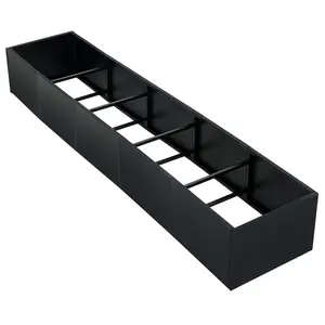 Heavy Duty Black Metal Square Planter Box  - Snap-On Garden Flower Bed Frame - Open Base Raised Garden Bed Plant Pot - Outdoor Patio, Yard, Garden Décor