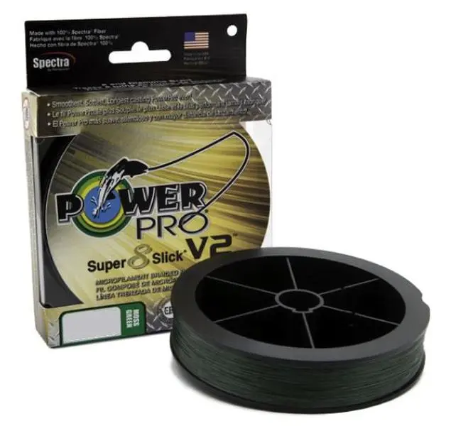 Power Pro Super8Slick V2 Moss Green Braided Fishing Line, High-Strength Fishing Line Braid for Anglers, Smooth, Abrasion Resistance, Enhanced Body Technology, Outdoor Fishing Accessory, Tackle Supplies