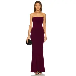 Norma Kamali x REVOLVE Strapless Fishtail Gown in Plum