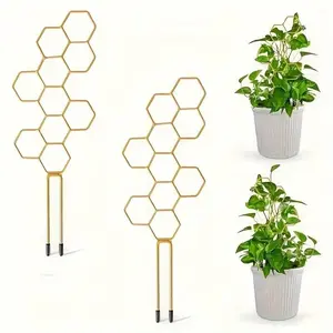 Honeycomb Design Plant Trellis, Garden Trellis, 2 Counts Plant Support with 20pcs Cable Ties & 15pcs Plant Labels, Plant Climbing Support for Indoor & Outdoor