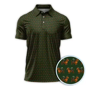 Dachshund Pattern Golf Polo for Men - Funnt Crazy Dachshund Print Shirt, Premium Polo