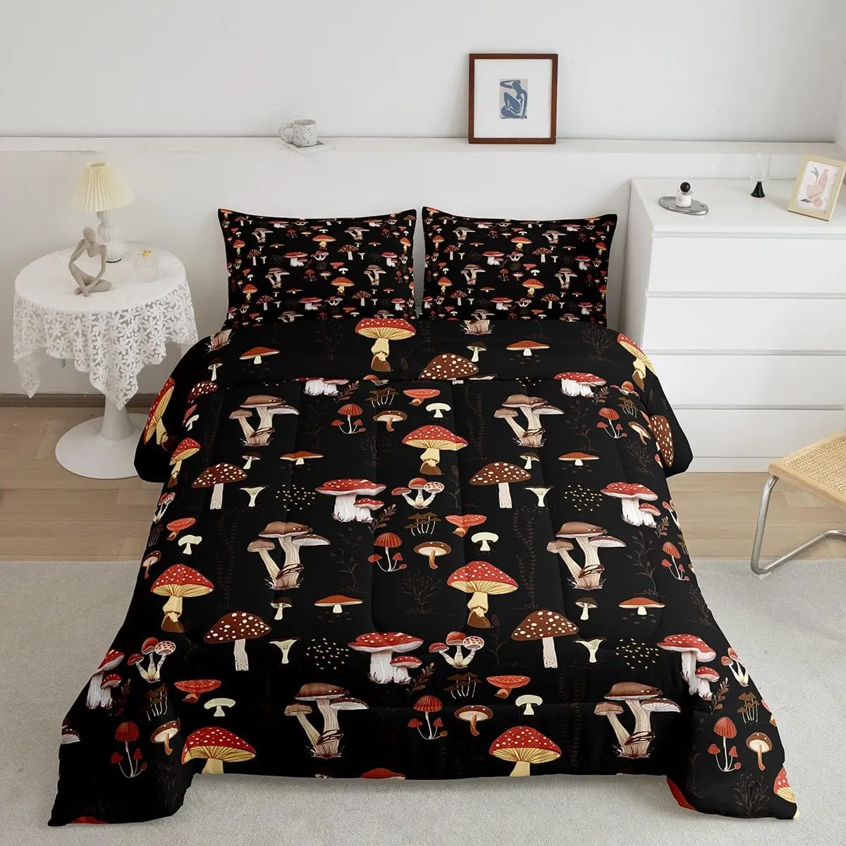 Feelyou Anime Cartoon Cover Duvet & Set - Geometric Modern Digital Printed, Breathable Microfiber, 3D Relief, Artistic, Comfy All-Season Multi-Size Luxury Kawaii Bedding Comforter Set, Anime Cartoon Cover Duvets & Sets