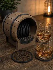 Rustic Barrel Coaster Holder