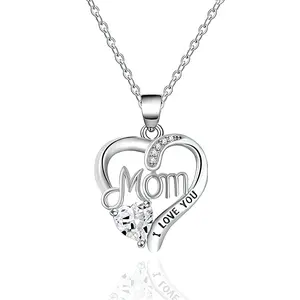 Mom Necklace I Love You Mom Gifts Mother's Day Gifts zircon Necklace for Mom Birthday Gifts for Mom Gifts from Daughters Son Gifts For Women