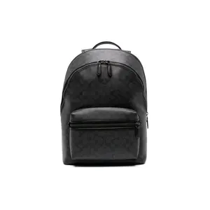 COACH Charter 30 Logo-Print Backpack in Charcoal Gray, Large Size for Men with Coated Canvas and Zipper Closure