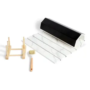 Hycrest HavenMat Large Stone Dish Drying Mat 24"x16" Collapsible Quick Drying Bamboo Plastic Mats Ultra Absorbent Diatomaceous Earth for Dishes Bottles Cups Stylish Foldable Rack Set