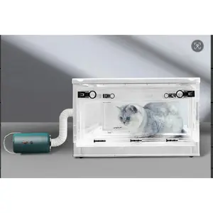 Stylish Transparent Quiet Pet Dryer Box - Portable with Wheels, Household Grooming Box for Cats & Dogs