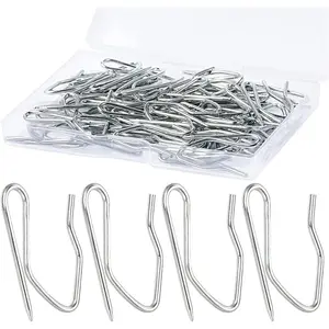 1.2 Inches Curtain Hooks,  58pcs Metal Drapery Pin and Hook for Door Window Shower Curtain, Silver White