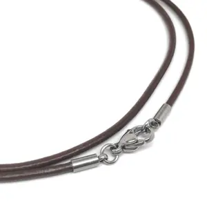 Round Brown Leather Cord Necklace (2mm)