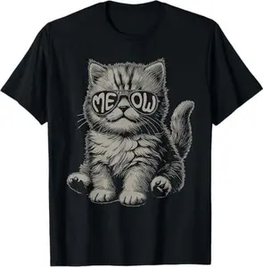 Funny Cat Meow Sunglasses Vintage Graphic T-Shirt
