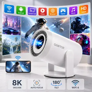 Ultra-Bright 200 Lumens Portable Mini Projector – 4K Decoding Smart Projector with 0.9:1 Short Throw, 360° Focus Ring, Up to 235" Display for Home Theater, Bedroom & Travel
