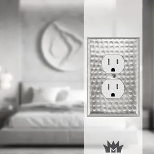 Hand Hammered Duplex Outlet Switch Wall Plate - Brushed Nickel Finish