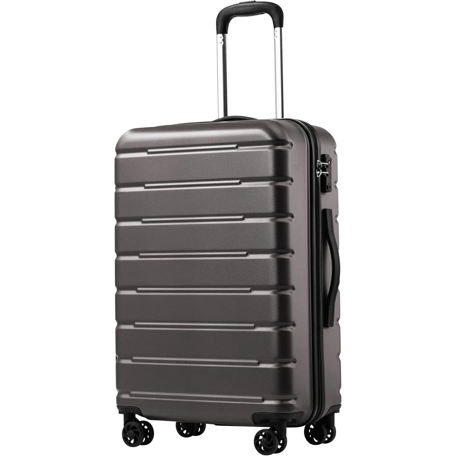 Coolife Luggage Suitcase Carry-on Spinner TSA Lock USB Port Expandable (only 28’’) Lightweight Hardside Luggage (Gray, M(24in))