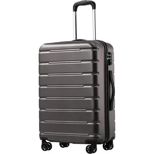 Coolife Luggage Suitcase Carry-on Spinner TSA Lock USB Port Expandable (only 28’’) Lightweight Hardside Luggage (Gray, M(24in))