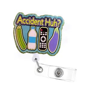 Accident Huh? Nurse Badge Reel, Funny Badge Reel for Nurses, Durable and Lightweight Badge Holder for Work