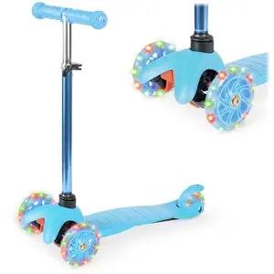 Best Choice Products Kids Mini Kick Scooter Toy w/ Light-Up Wheels and Height Adjustable T-Bar