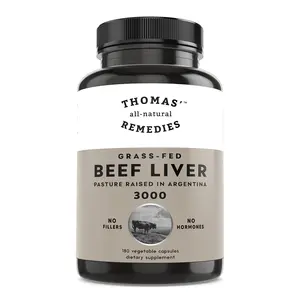 Thomas' all-natural Remedies Grass-fed Desiccated Beef Liver Capsules, 3000mg Supplement for Energy Immunity and Liver Support, Pasture Raised in Argentina, Non-GMO & Hormone Free, 180 Ct