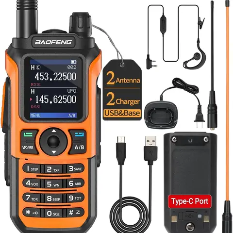 Baofeng UV-21R Handheld Ham Radio Walkie Talkie with 771 Antenna, 999 Channels, NOAA Weather Alert, VOX, Long Range, Rechargeable USB Charging