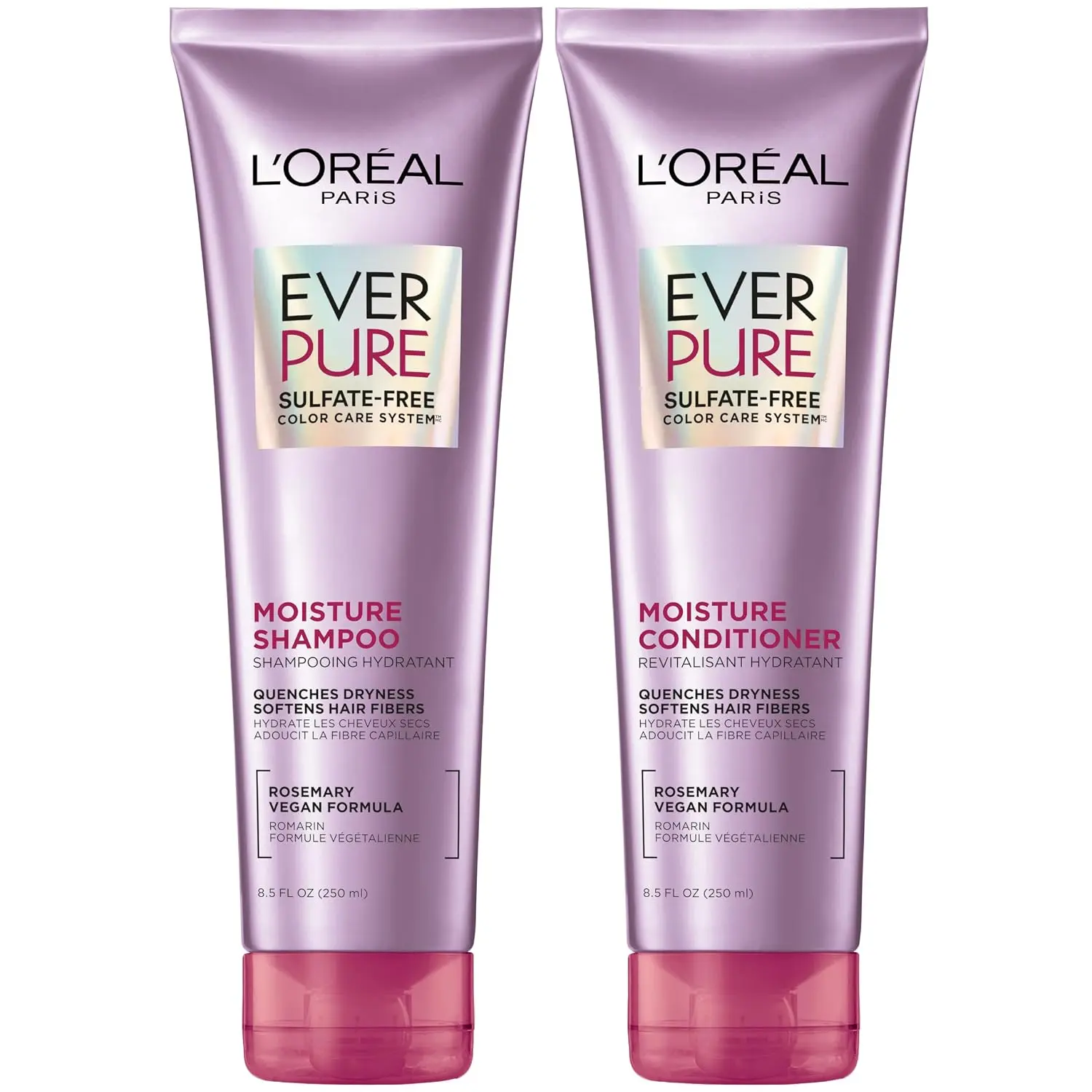 L'Oreal Paris EverPure Moisture Shampoo and Conditioner Set, Sulfate-Free Hair Care for Dry or Color-Treated Hair with Rosemary Botanicals, 17 Fl Oz Set
