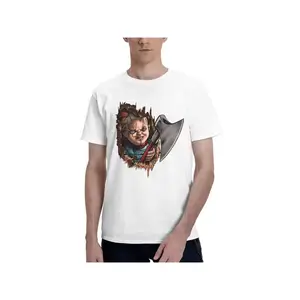 C-Chucky Graphic Menswear T-Shirt for Men, Casual Short Sleeve Tee for All Seasons, Fitted Novelty Shirt for Horror Fans, Casual Fashion Wear
