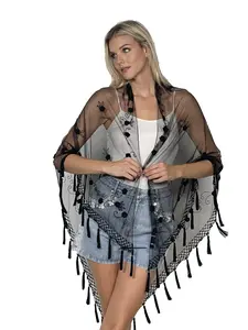 Aris A Beaded Wrap with Tassels