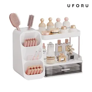 UFORU Bathroom Counter Organizer – Your All-in-One Vanity Storage Solution,Easy to Install & Clean, Sturdy Metal Bracket, Perfect for Organizing Makeup, Skincare & Bathroom Essentials,