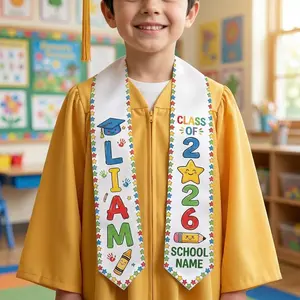 Custom Name Kid Graduation Stole,Grad Gift for Kids,Class of 2026 Kindergarten Stole,Kids Graduation Sash,Preschool Graduation Stole