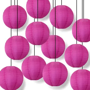BULK PACK (12) 24 Inch Ultra Violet Shimmering Nylon Lantern, Parallel Ribbing, Durable, Hanging
