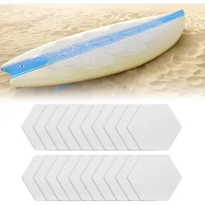 20Pcs Waxless Hexagon Clear Non-Slip Surfboard Deck Traction Pads, DIY Grip Accessories for Water Sports Skimboards
