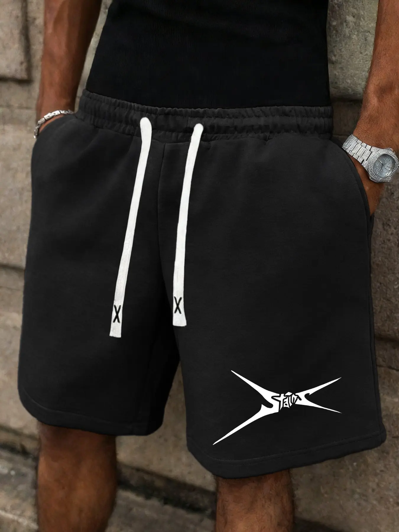 Men's Star Lightning Print Shorts with Casual Style, Loose Fit Streetwear Athletic Shorts for All Seasons, Graphic Letter Pattern