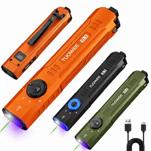 NEW TUOWEE ZL3 Pro Rechargeable EDC Flashlight 1500 Lumens,Flat Tactical Flashlights with Green Light and U V,Dual-Switches Small Flash Light with Digital Display,Waterproof Light for Home,Outdoor,and Emergency Use