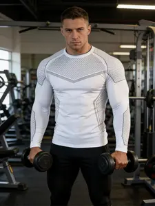 Viral Athletic Compression Shirt Men | Quick Dry Long Sleeve Gym Top | TikTok Trendy Fitness Workout Tee