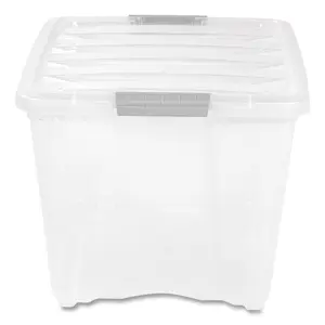 212 MAIN Dustproof Plastic Storage Bin Organiser - 54 Qt Rectangle Transparent-Grey Storage Box, 22x16.5x13.03 in Stacking Bin with Stack & Pull Latching Flat Lid