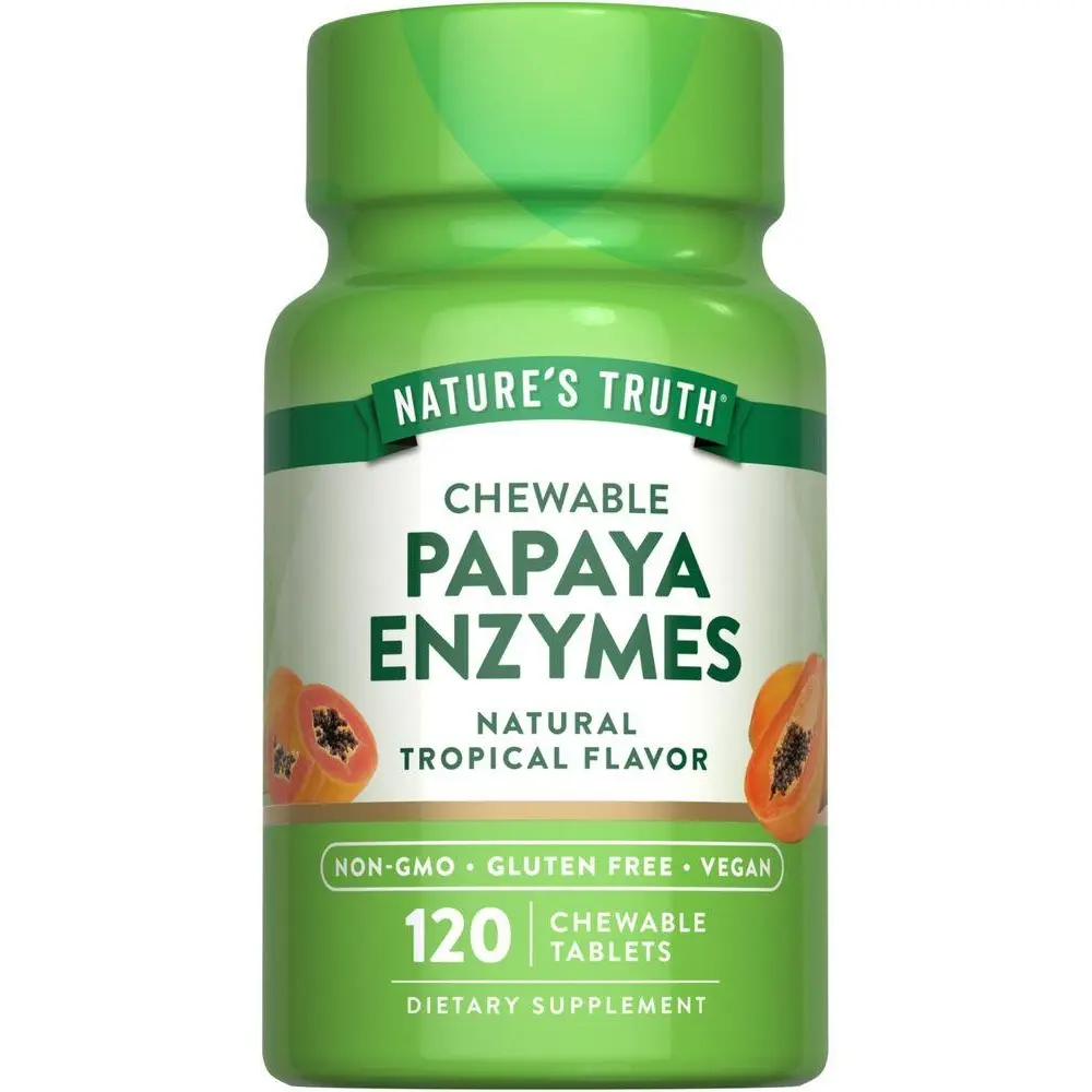 Nature's Truth Papaya Enzymes - 120 Chewable Tablets - Natural Tropical Flavor - Vegan, Non-GMO & Gluten Free Supplement