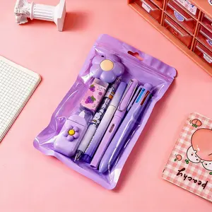 7 Pcs Blue Kawaii Stationery Set for School & Office, Cute Writing Supplies with 6-in-1 Pen Gel Pen Eternal Pencil Highlighter Eraser Correction Tape Utility Knife, Aesthetic Desk Decor Gift for Girls Boys Teens Students