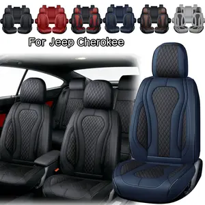 For Jeep Cherokee 2014-2023 2024 Luxurious Car 5 Seat Covers Full Set with Storage Bag, Nappa Leather All Wrapped, Car Front and Rear Seats Protector Waterproof, Breathable Car Seat Cushion Pad Mat, Carseat Cover Vehicle Interior Decoration Accessories