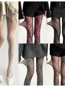 Random Color Floral Cutout Stockings, 2 Pairs, Perfect for Parties and Gatherings, Stylish and Trendy Footwear Accessories